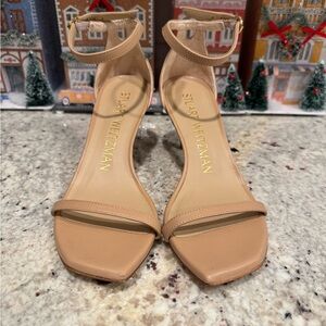 STUART WEITZMAN DANCER 95 SANDALS HEELS NUDE LEATHER SHOES 5.5